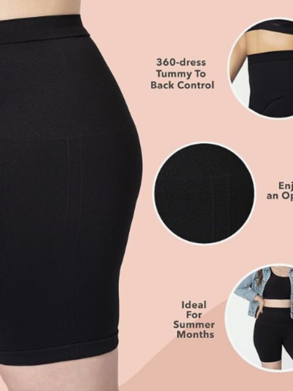 Shapermint Fresh Control Mid-Waist Shaper Bike Shorts black/XL NWT - Picture 4 of 5